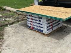 A stack of building materials on a pallet