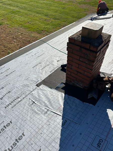 Roof with chimney