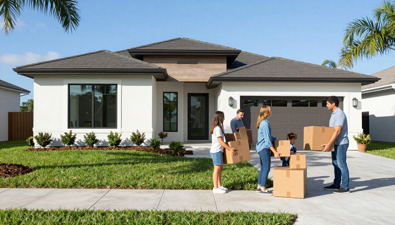 A family moving into a new home in Northeast Florida in 2026.