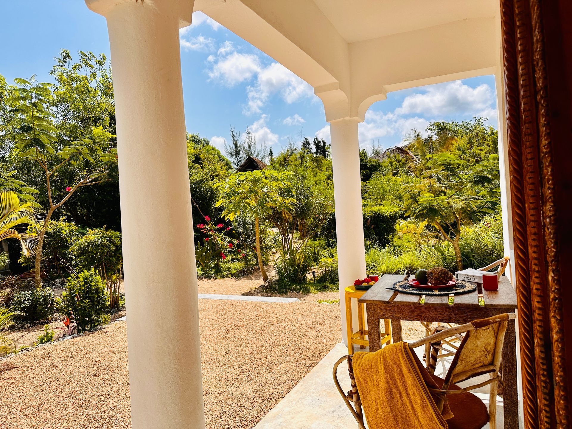 Terrace with tropical garden view