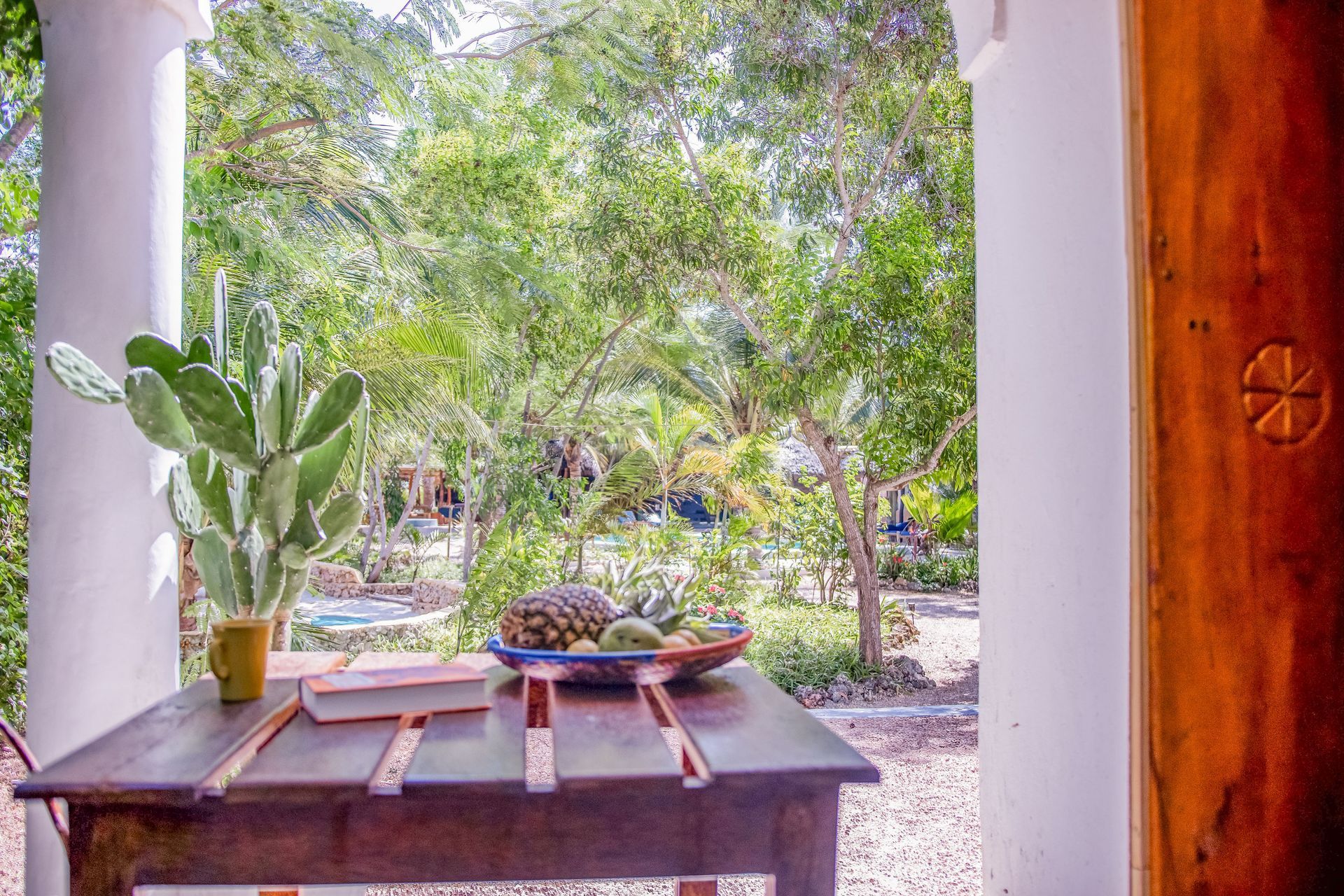 Terrace with swimming pool view,