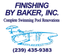 A logo for finishing by baker inc. complete swimming pool renovations