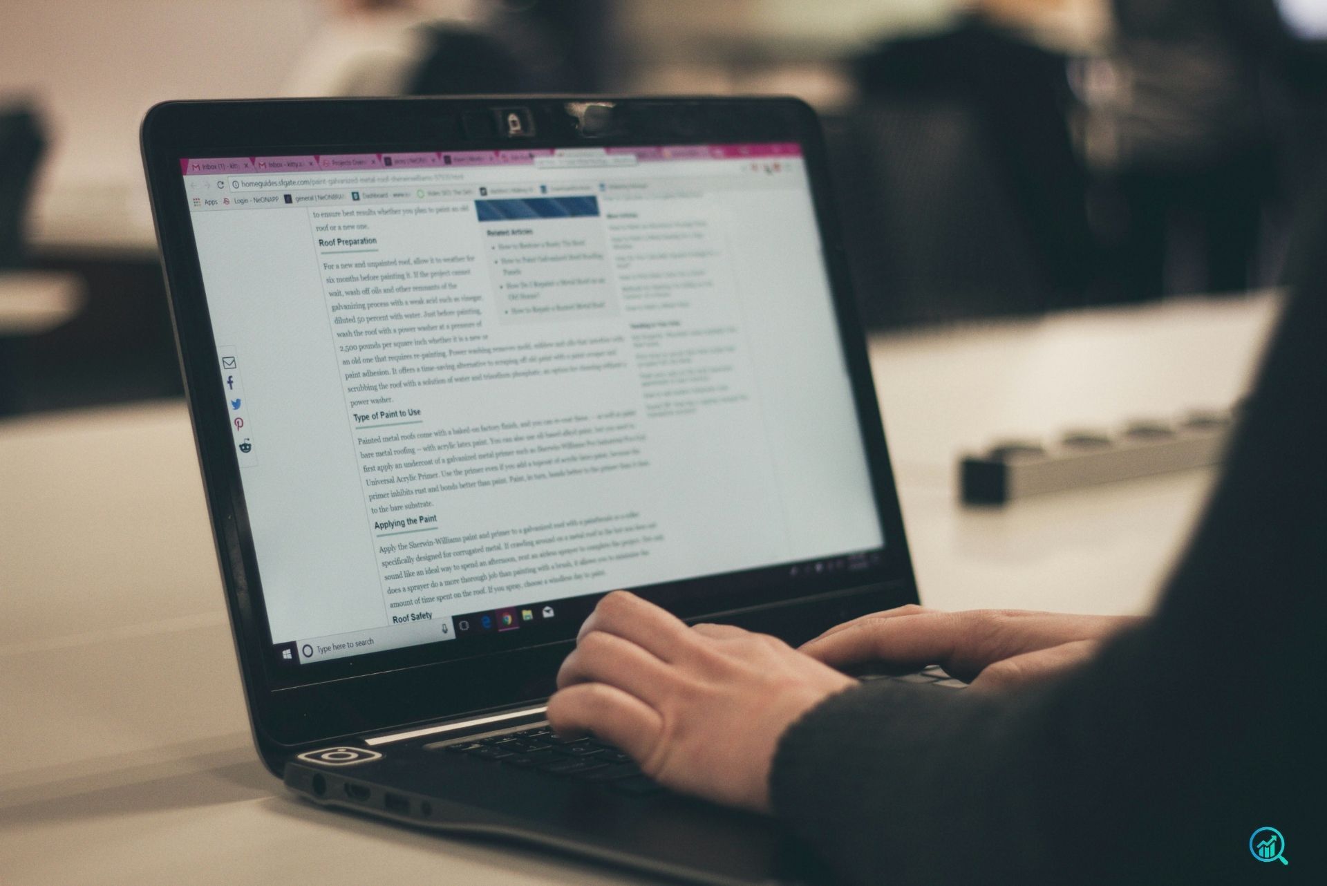 Person writing blog and website content on laptop