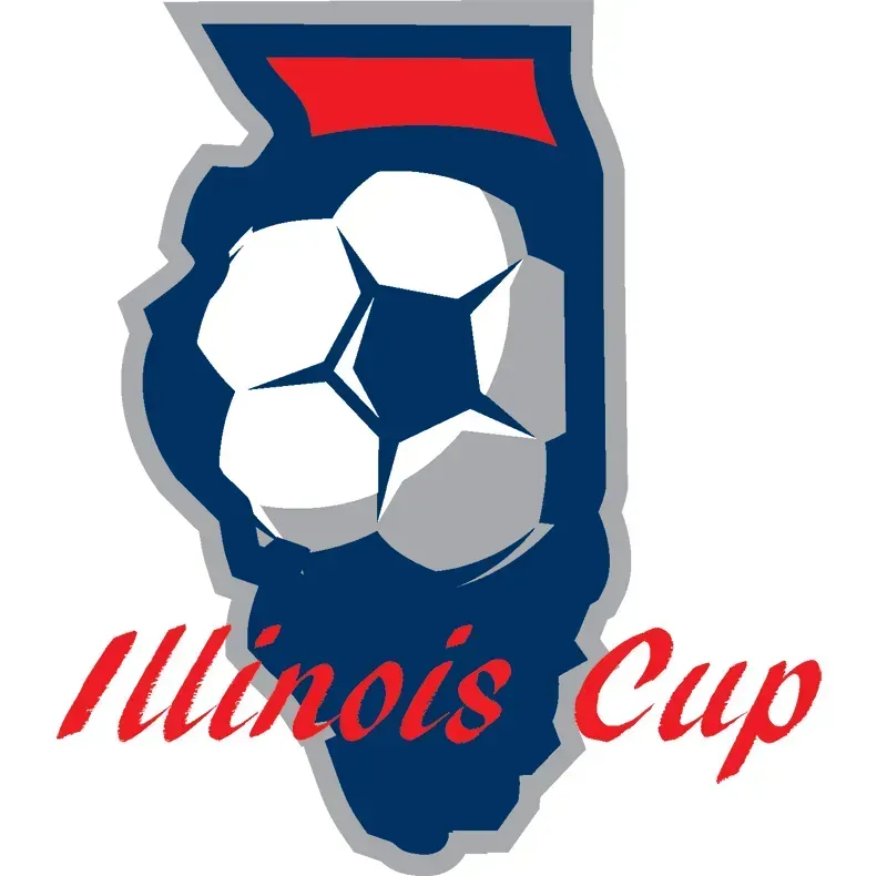 Illinois Cup logo: soccer ball inside a blue Illinois state outline, red top bar, and red 