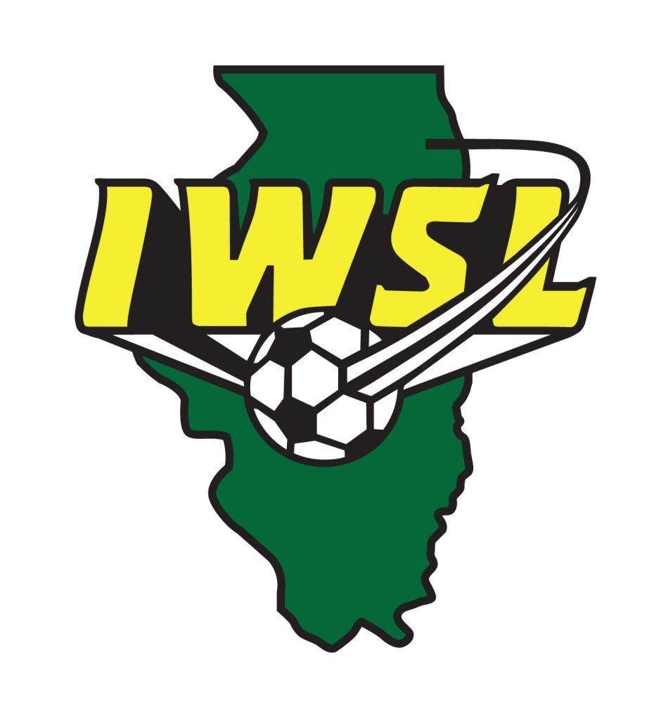 IWSL logo with green Illinois outline, soccer ball, and yellow text.