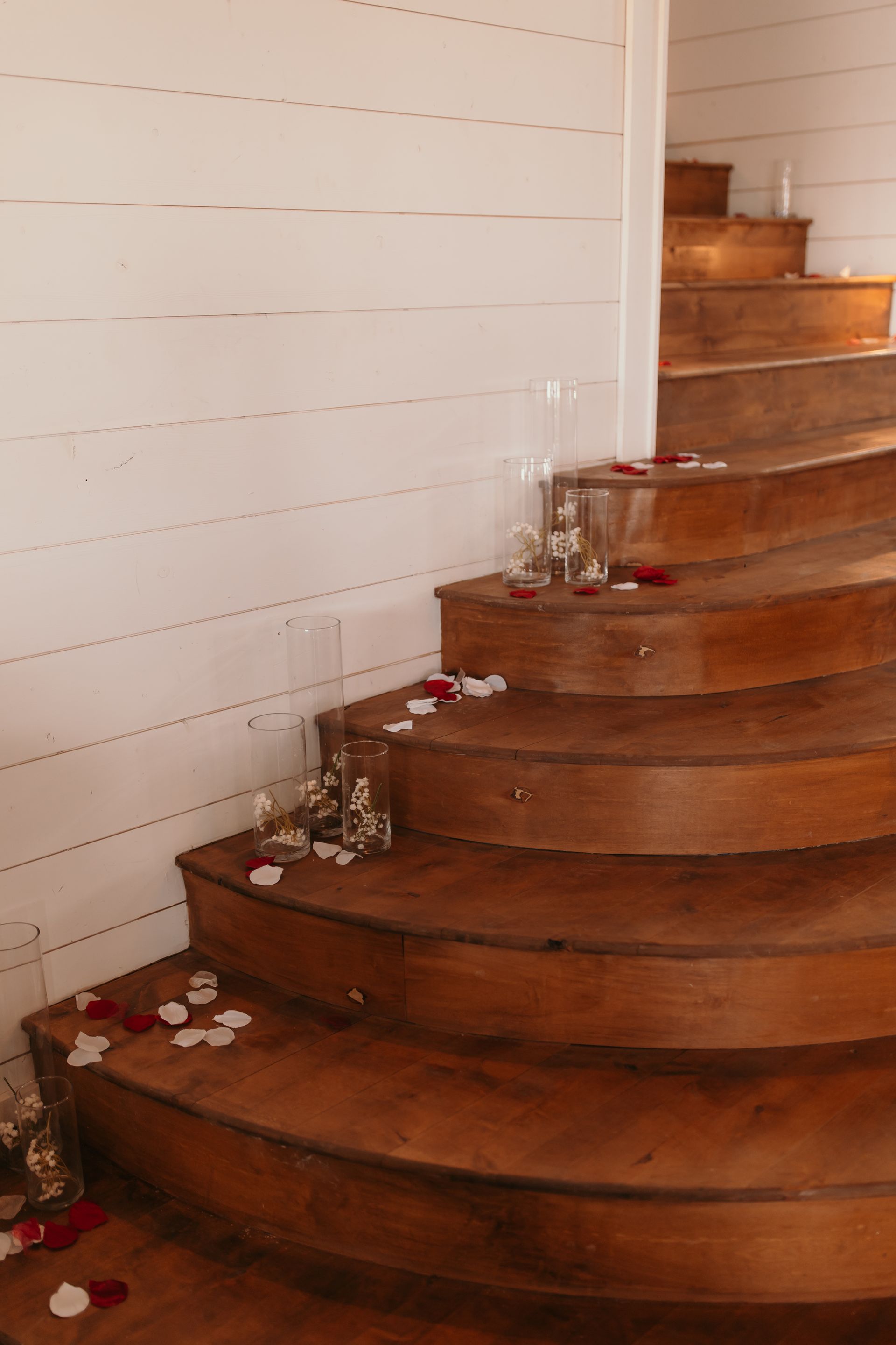 wodden stairs with candles