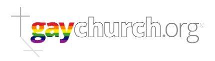The logo for gaychurch.org is a rainbow colored logo with a cross.