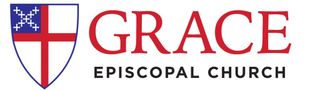 A logo for grace episcopal church with a shield