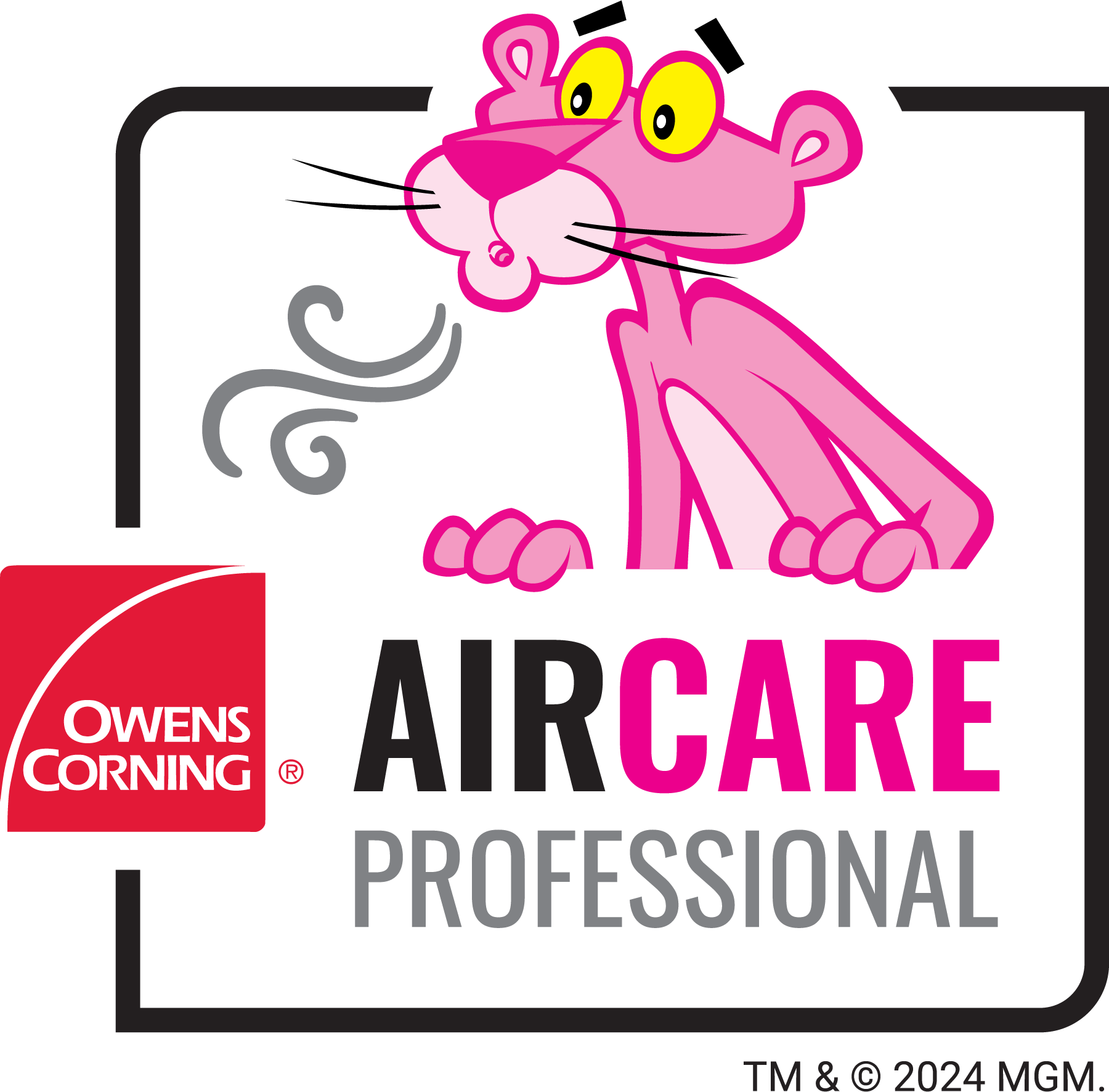 Pink Panther blowing air with 