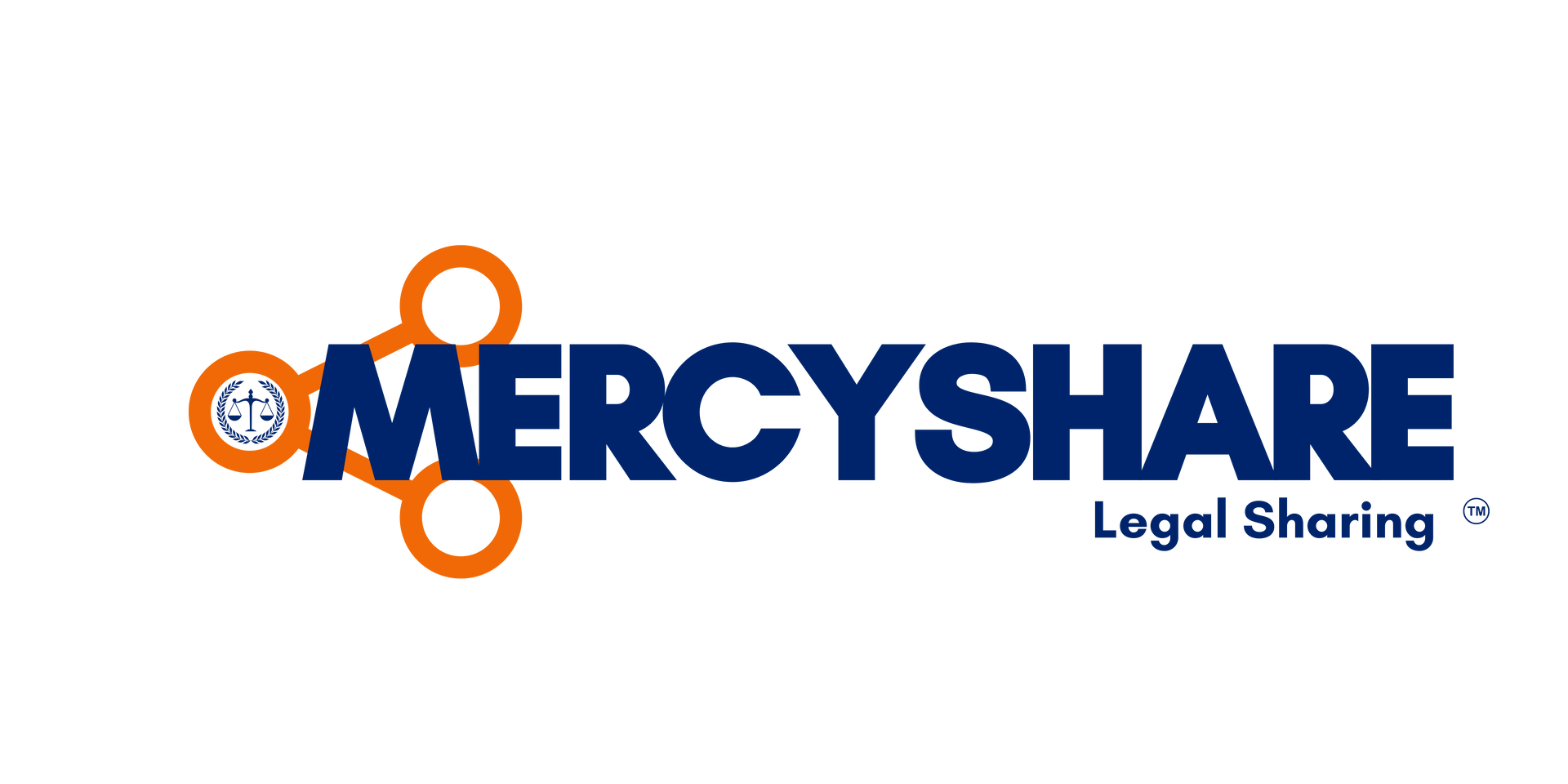 A blue and orange logo for mercyshare legal sharing