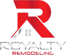 Logo for Royalty Remodeling featuring a stylized red letter R integrated with a white house roof outline.