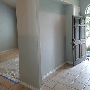 There is a door in the middle of the room.