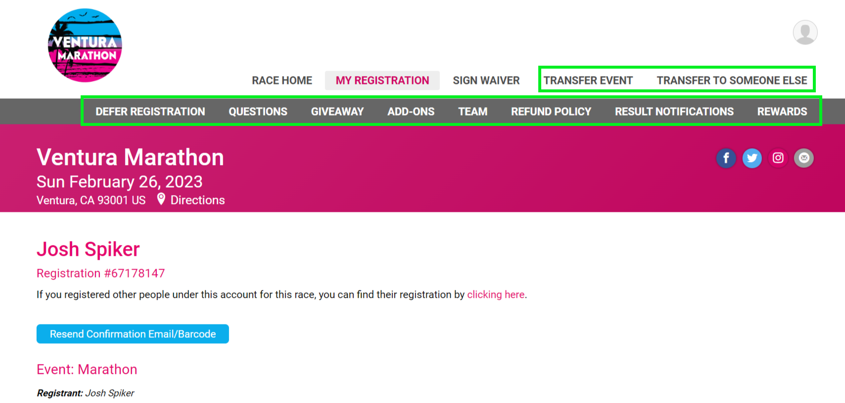 Ventura Marathon - Update your registration on RunSignUp