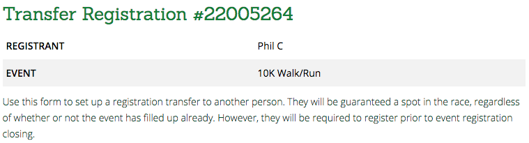Ventura Marathon - Transfer your Registration to New Runner instructions 