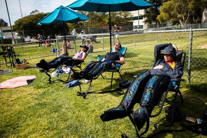 Ventura Marathon Recovery Zone with elevated legs