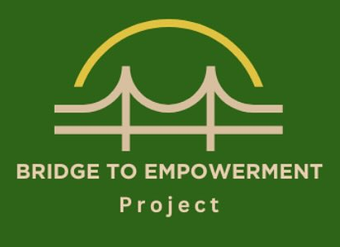 Green logo with bridge graphic. Above the text 