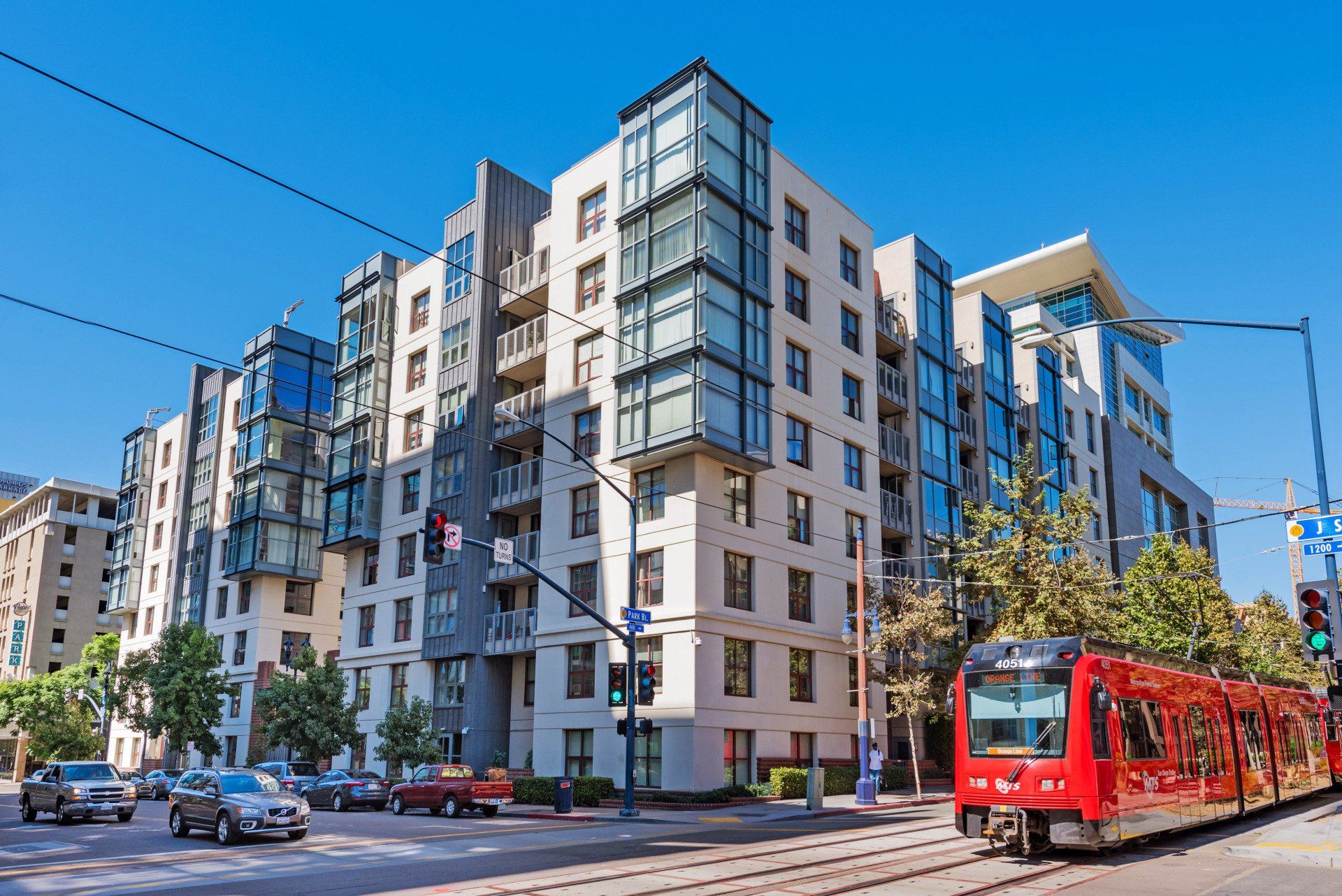 Photo of downtown apartment building
