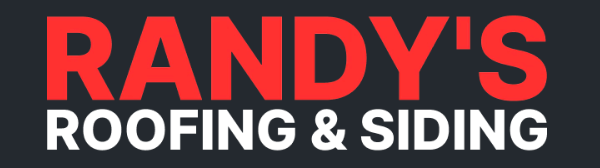 Randy&rsquo;s Roofing & Siding logo in red and white on a dark background