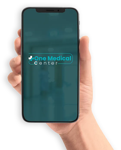 a hand is holding a cell phone that says one medical center
