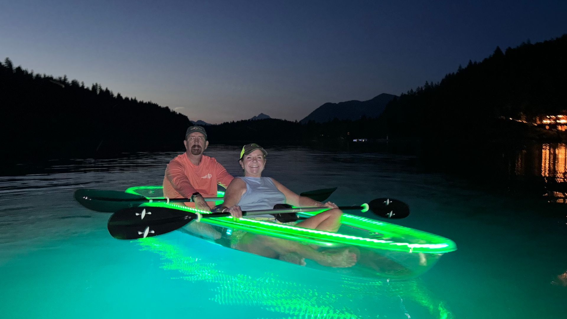 Date night in Clear LED Kayaks