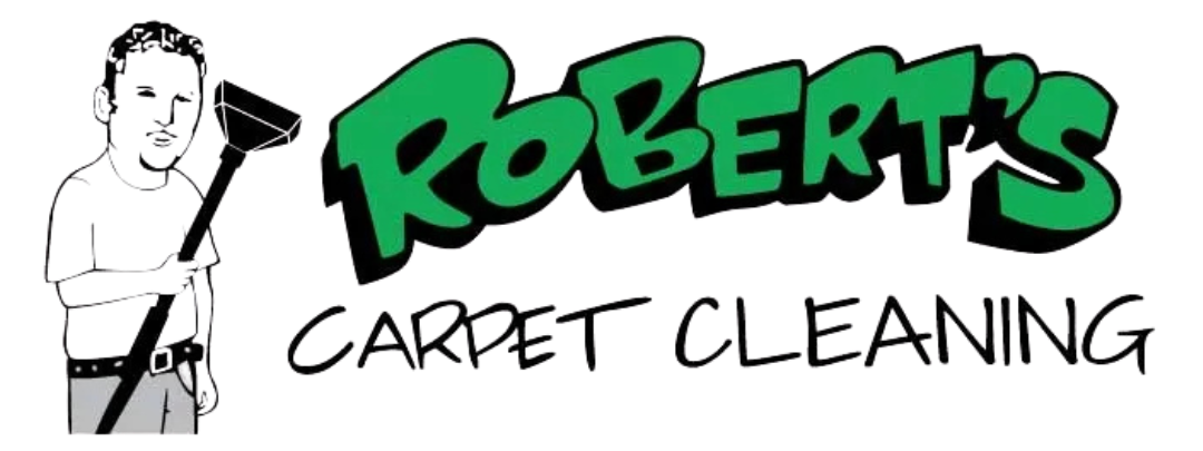 A cartoon man holding a carpet cleaning tool next to the words 