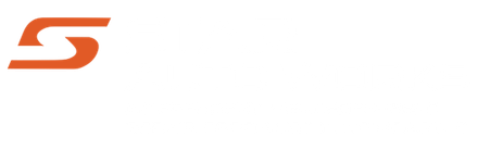 A stylized, orange letter