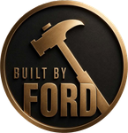 A logo that says built by ford with a hammer