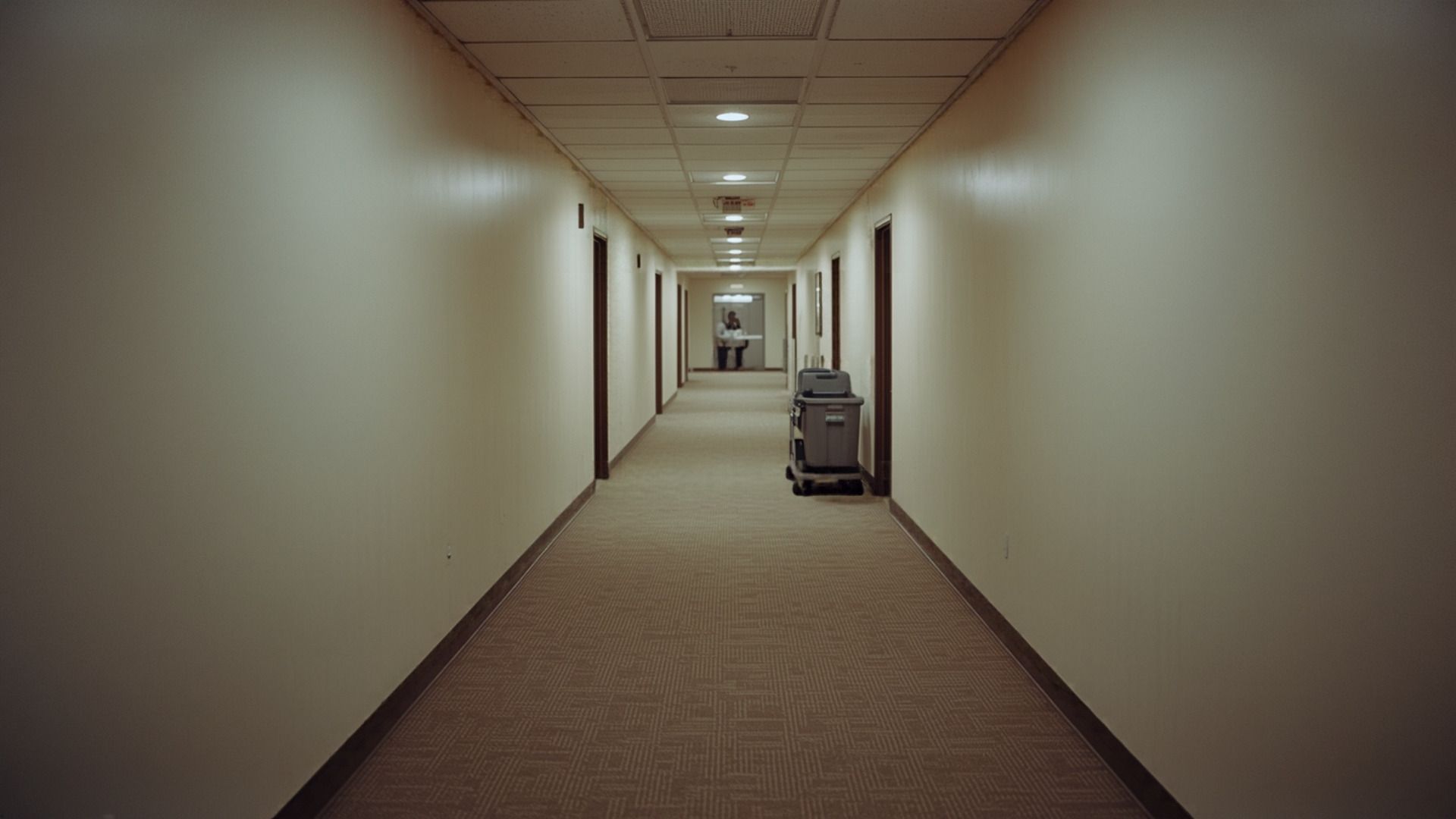 Janitorial cart in the corridor of a Florida condominium building