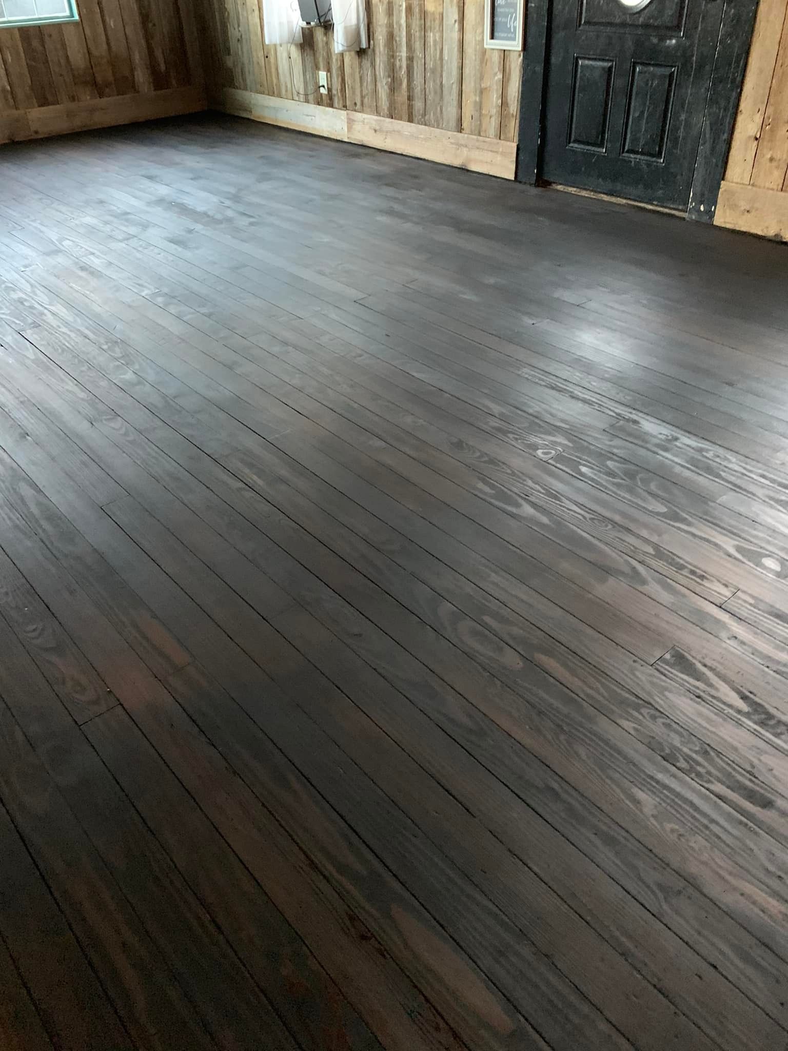 freshly stained wooden porch