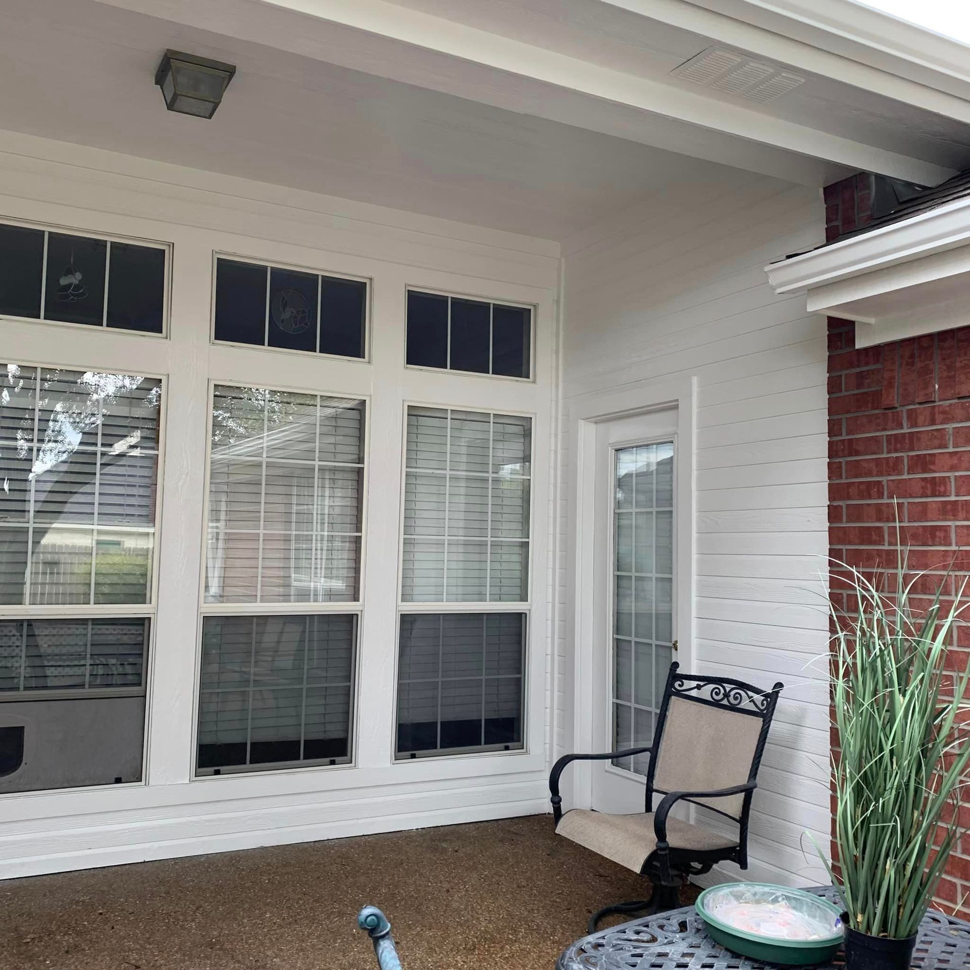 fresh white coat of paint on back patio