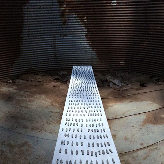 A row of numbers on a metal surface