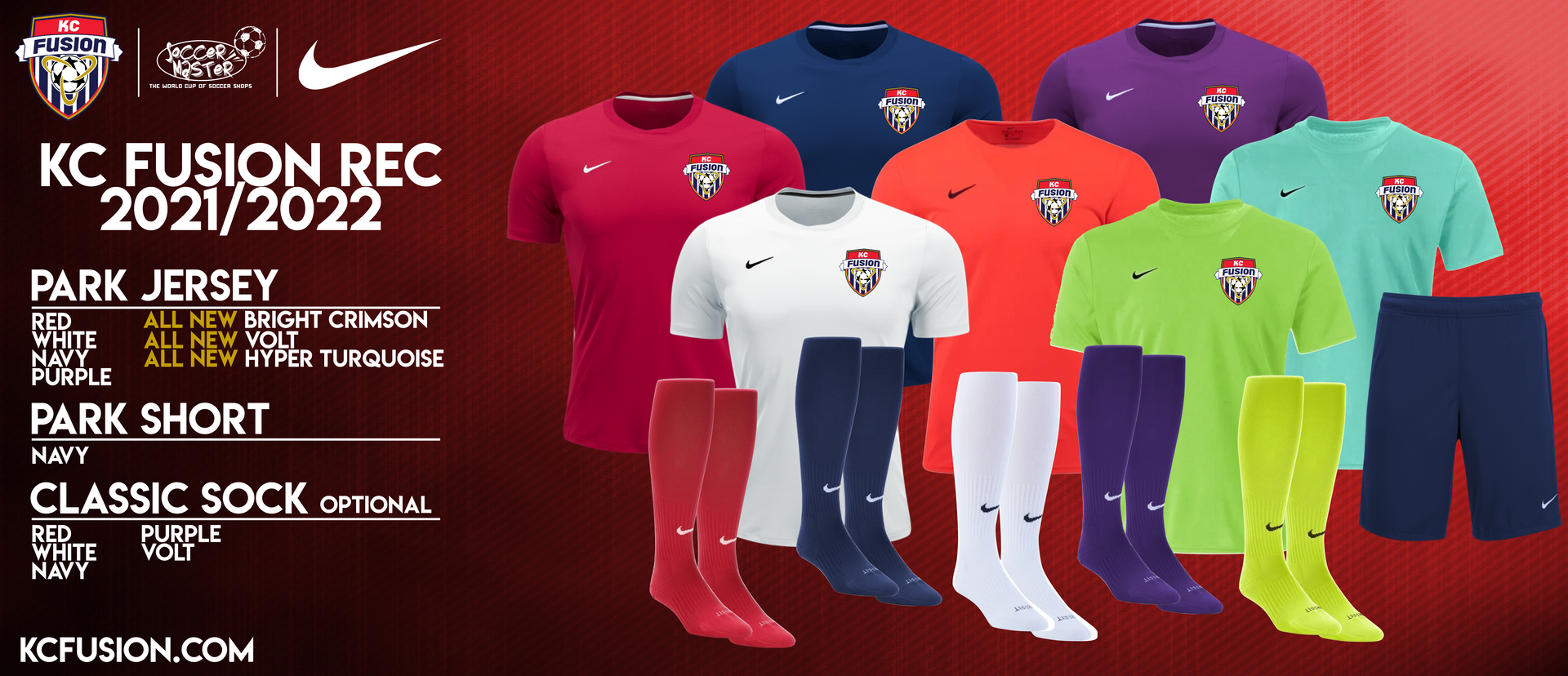 KC Fusion Soccer Club recreational uniforms