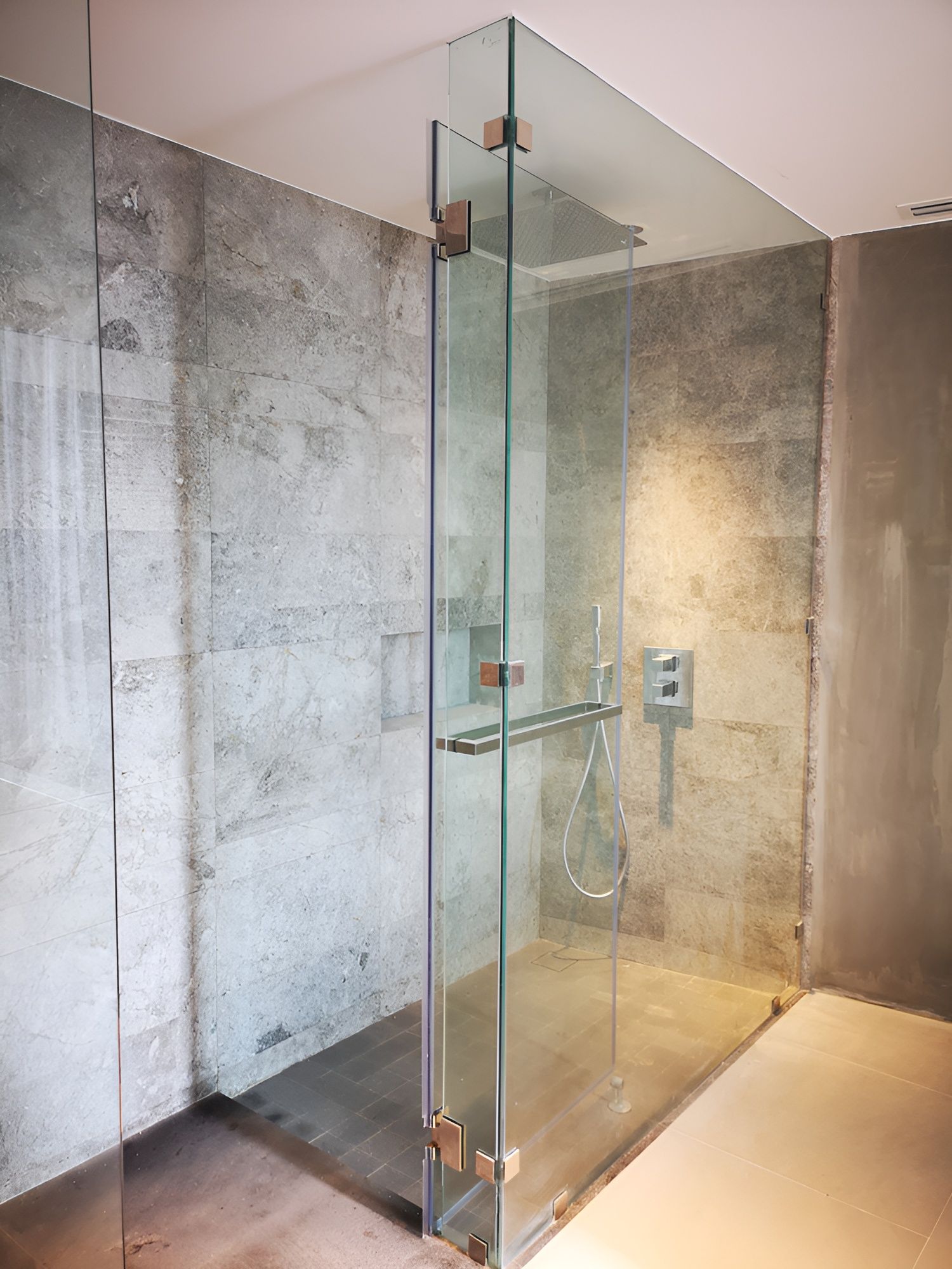 A Bathroom with A Walk in Shower and A Toilet — Grainger Windows & Doors in Ballina, NSW