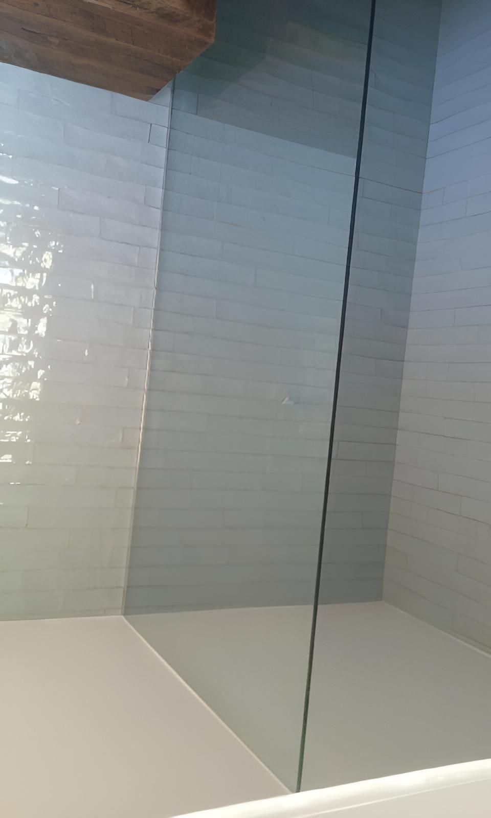 A Bathroom with A Walk in Shower and A Mirror — Grainger Windows & Doors in Wardell, NSW