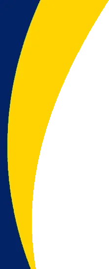 Blue, yellow, and white curved stripes on a vertical background.