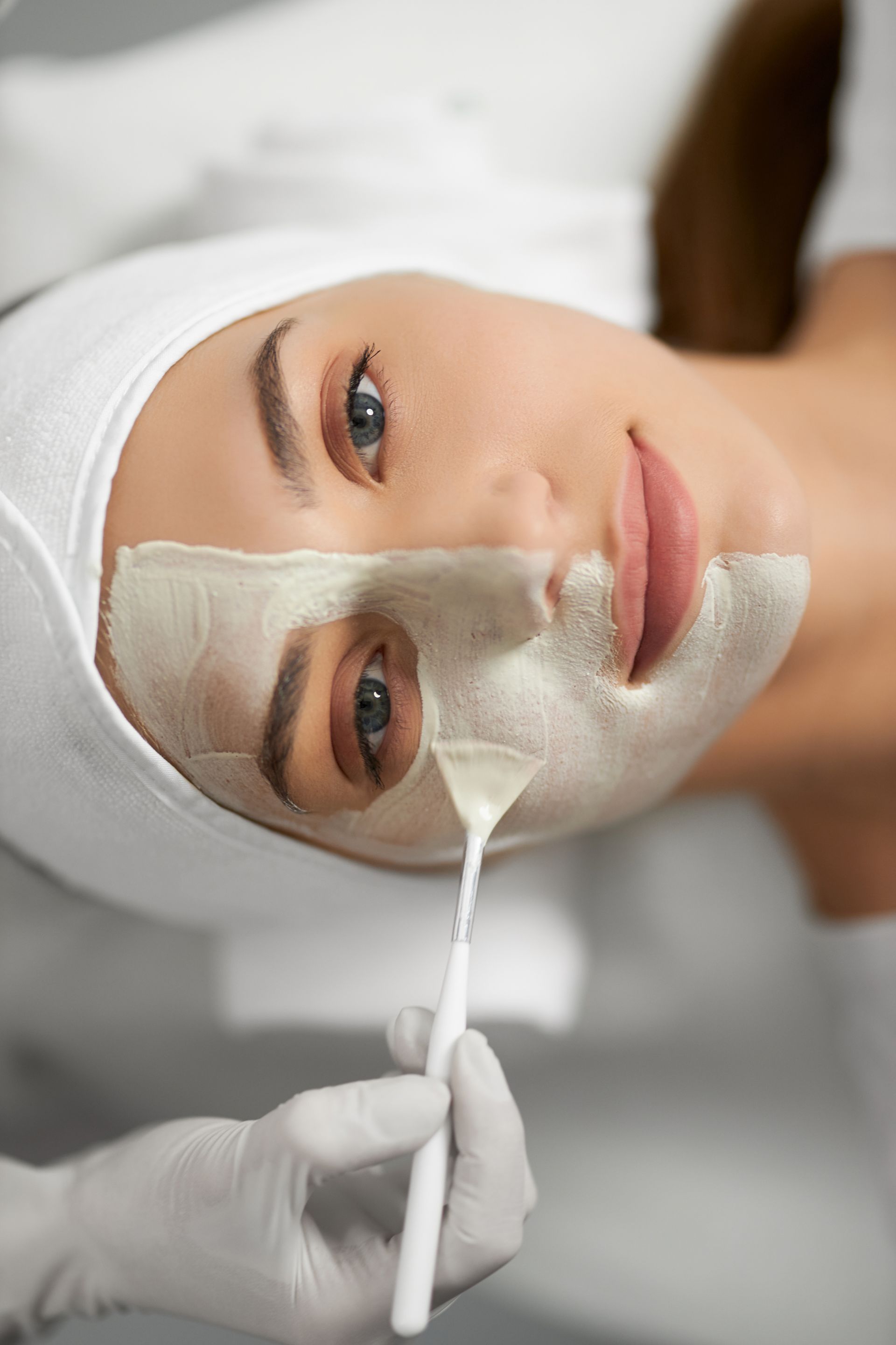 cute woman lying procedure rejuvenation skin
