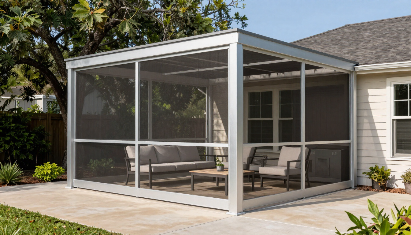 Trusted patio builder Houston custom aluminum patio cover and screen enclosure