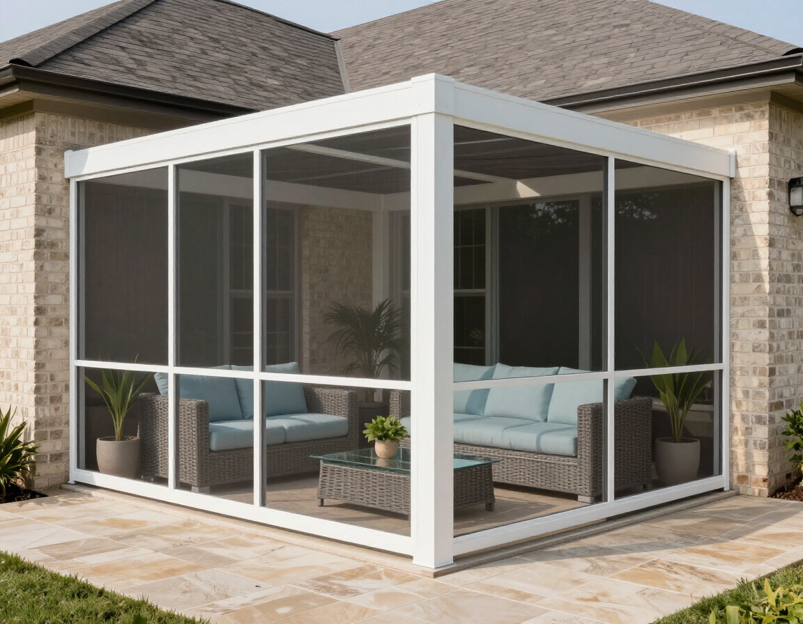 Screen room enclosure attached to a Houston home