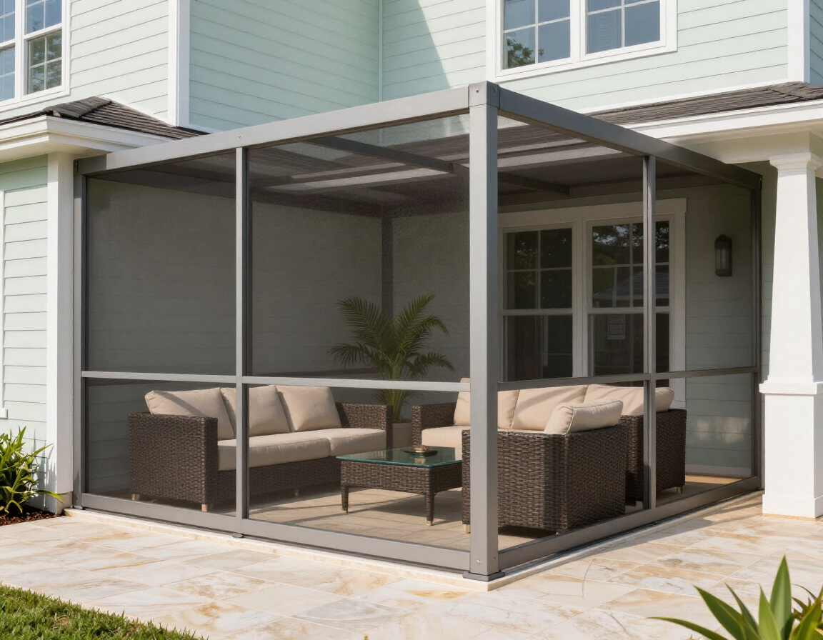 Screen room enclosure attached to a Houston home