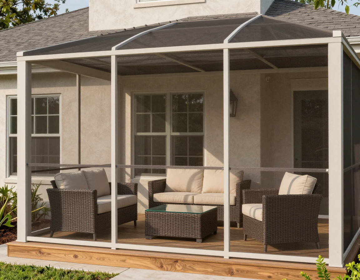 Screened porch with outdoor furniture
