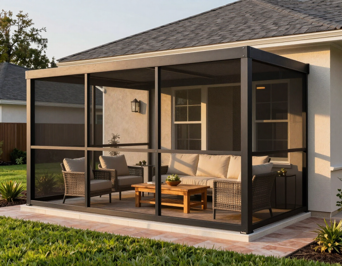 Screen room enclosure attached to a Houston home