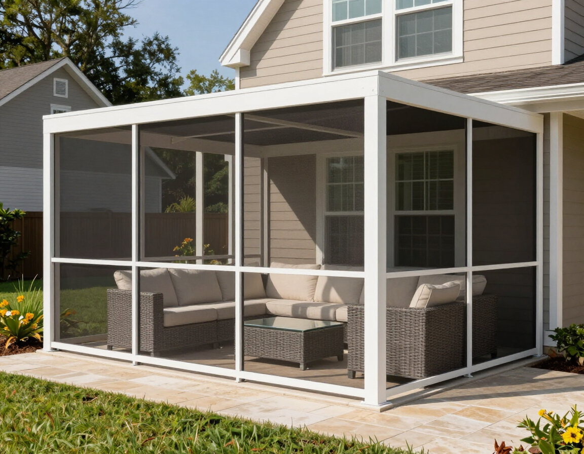 Screen room enclosure attached to a Houston home