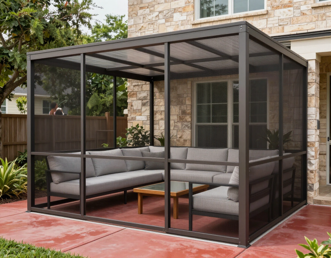 Screen room enclosure attached to a Houston home