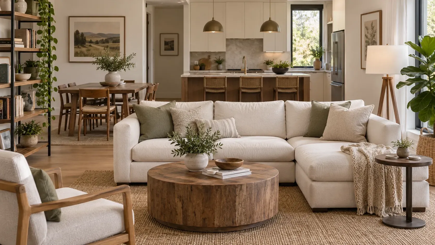AI interior image with a tighter compressed lens look and reduced apparent depth
