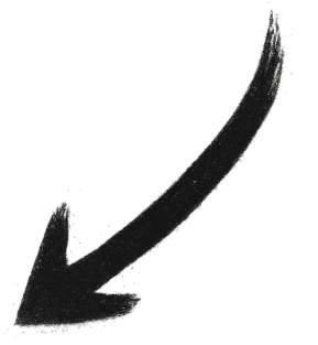 Black, curved brushstroke arrow pointing downwards.