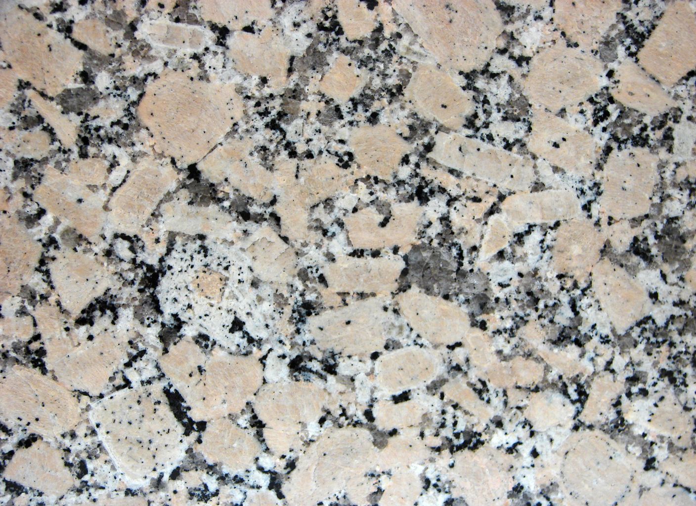 Un primer plano de una encimera de granito con manchas blancas y negras
