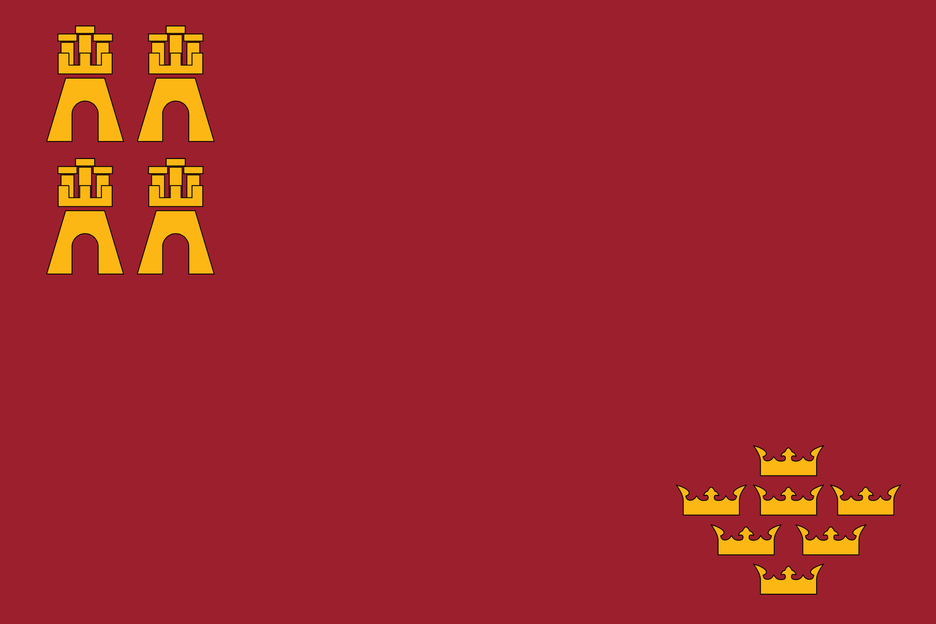 Una bandera roja con una corona amarilla.