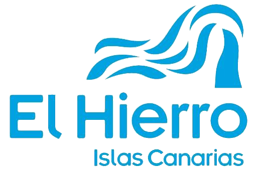 A blue and white logo for el hierro islas canarias