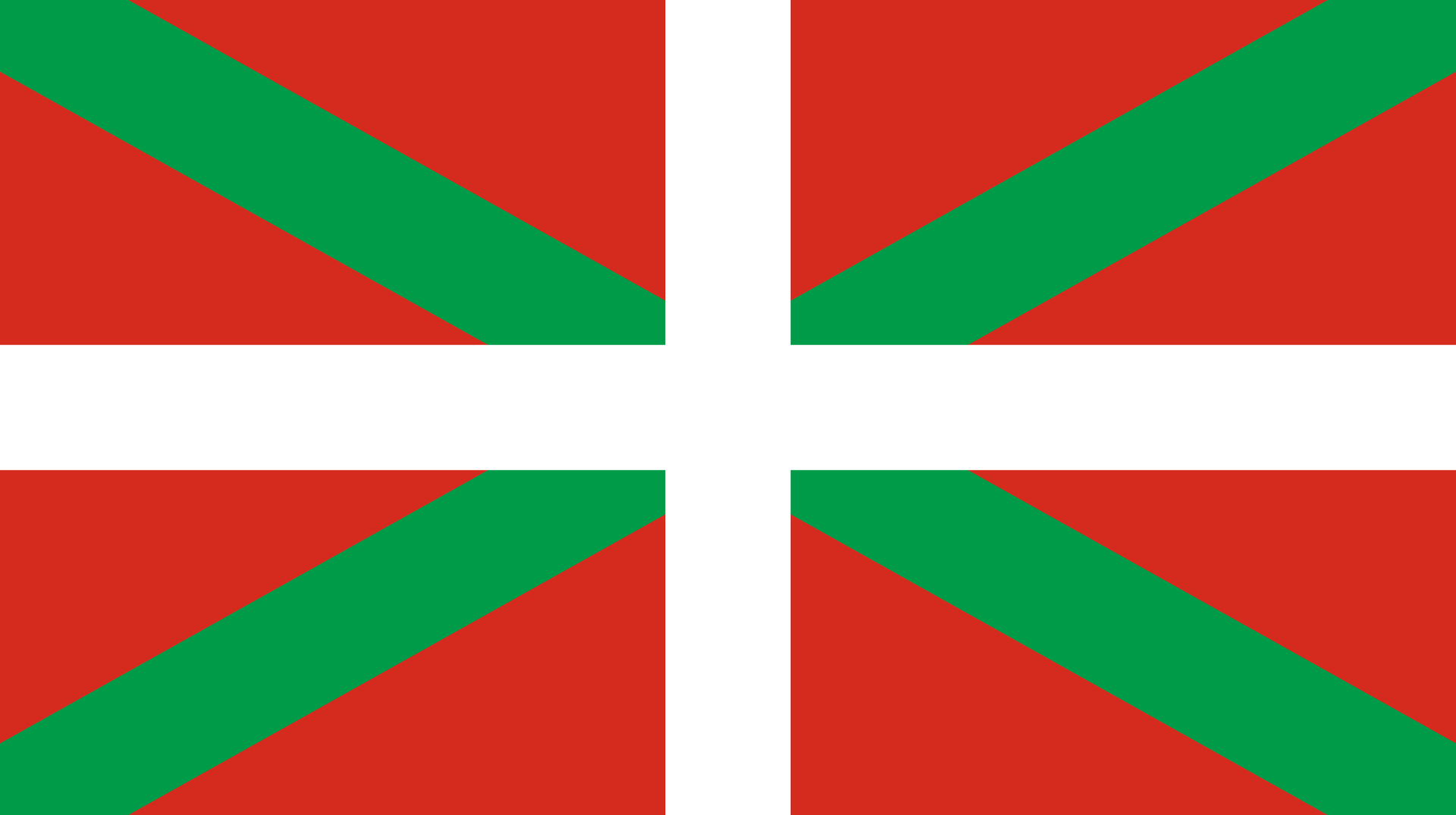 Una bandera roja y verde con una cruz blanca sobre fondo blanco.