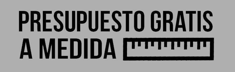 Un cartel en blanco y negro que dice presupuesto gratis a medida.